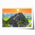 Extra large rolled print depicting a serene Vietnamese landscape with lush greenery and a distant mountain.