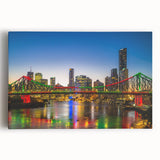Black and white large art print of Brisbane skyline on stretched canvas, suitable for kitchen wall art.