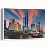 Framed canvas of a black and white vintage Melbourne landscape, ideal for bedroom wall art.