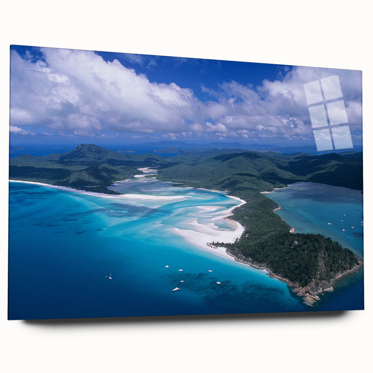 Large abstract wall art of Queensland scenery in muted earth tones on acrylic glass, ideal for bedroom or dining room decor.