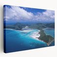 Large art print of Queensland, Australia scenery on stretched canvas, featuring vibrant green and blue tones.