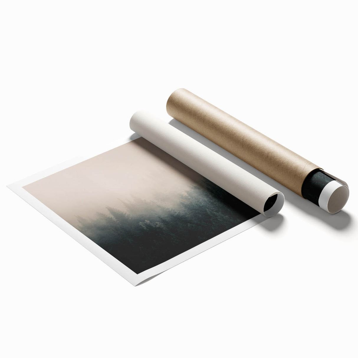 Rolled print of British Columbia scenery depicting vibrant green landscapes, ideal for classy bathroom wall art.