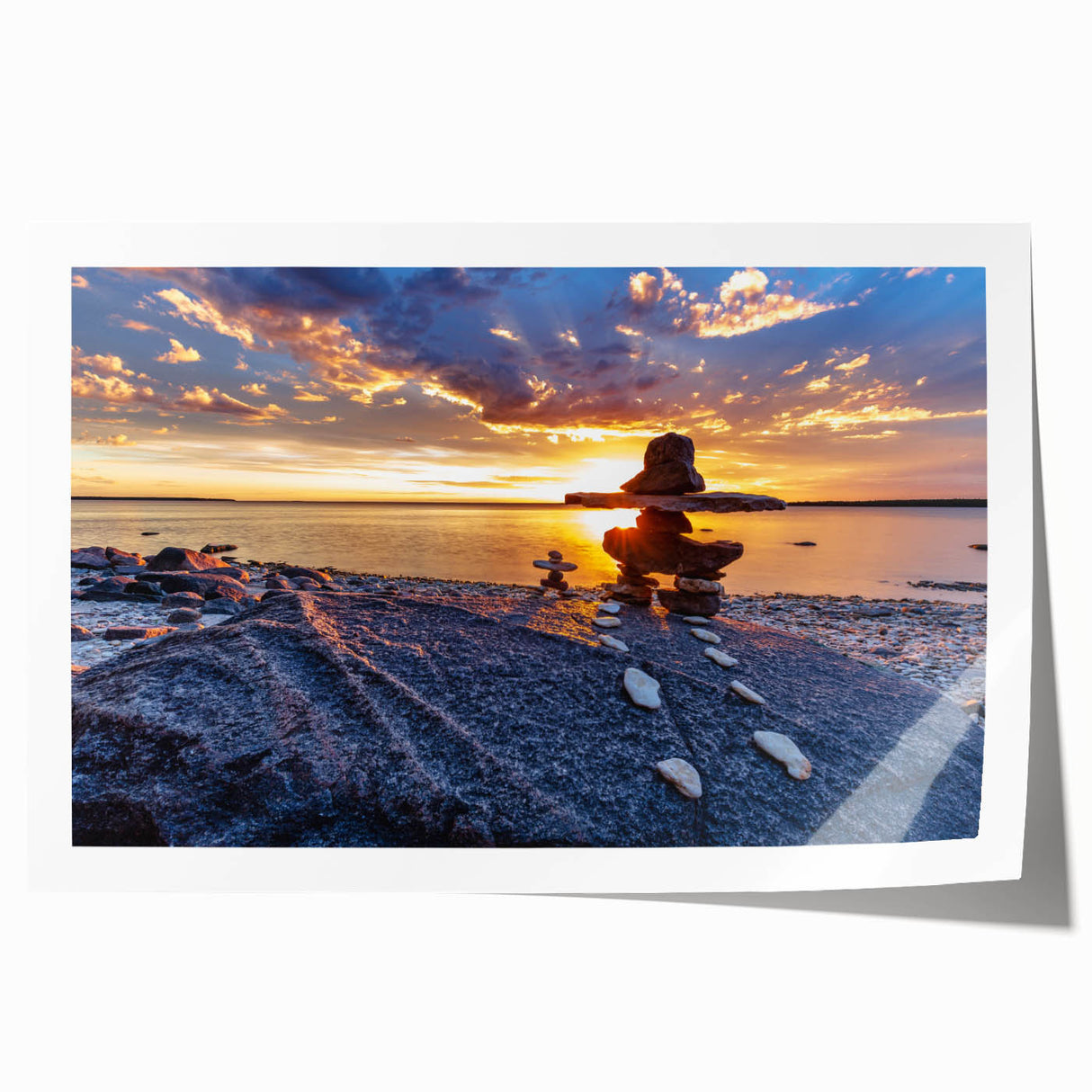 Extra large rolled print depicting a serene Manitoba, Canada landscape with vibrant green and blue tones.