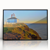 Large abstract wall art depicting a Newfoundland scenery in black and white tones, framed in acrylic.