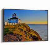 Black and white landscape art painting of Newfoundland on framed canvas, ideal for bedroom wall decor.