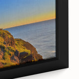 Extra large framed canvas featuring a textured depiction of colorful Newfoundland scenery, ideal for living room decor.