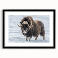 Extra large, textured abstract art print depicting colorful Northwest Territories scenery, framed in black.