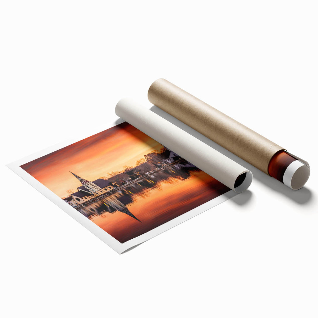 Extra large wall art featuring a serene Nova Scotia landscape in soft pastel shades on rolled canvas.