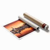 Extra large wall art featuring a serene Nova Scotia landscape in soft pastel shades on rolled canvas.