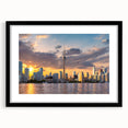Extra large abstract art print of Ontario, Canada, in vibrant colors on a textured canvas, framed in black.