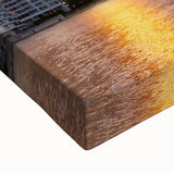 Large art featuring a black and white landscape painting of Ontario scenery on stretched canvas.