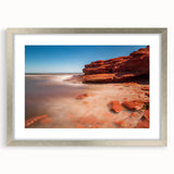 Textured art print of an abstract Prince Edward Island scenery in muted earth tones on a framed canvas.