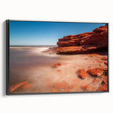Black and white wall art of Prince Edward Island landscape on framed canvas, suitable for bedroom decor.