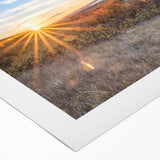 Art deco poster featuring a serene Saskatchewan landscape in muted earth tones on rolled canvas, ideal for dining room decor.