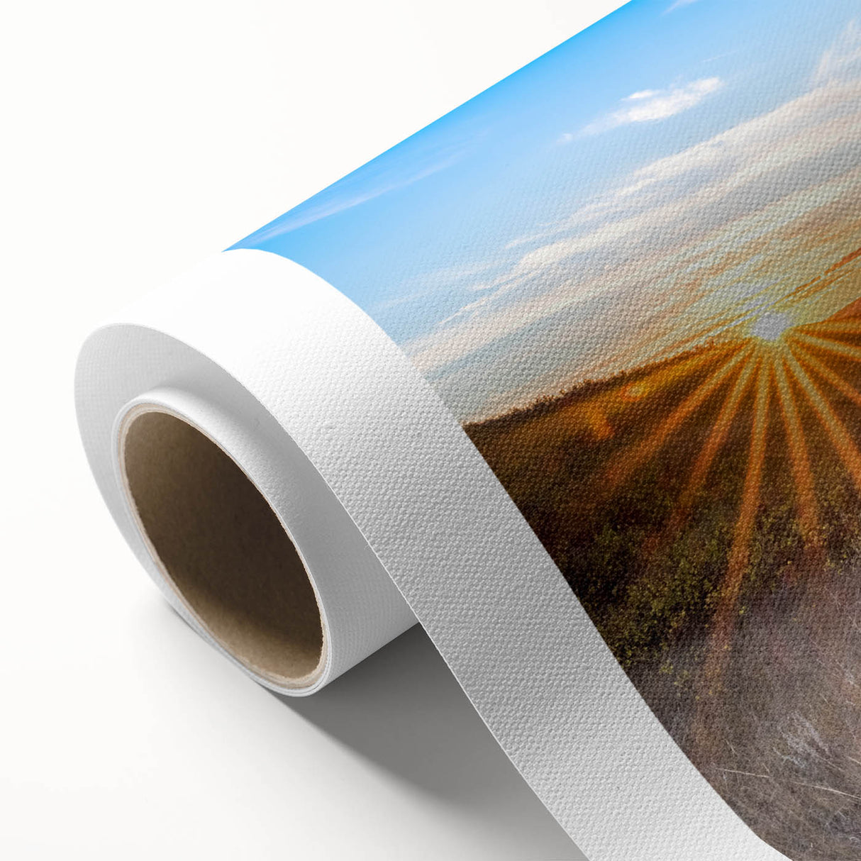 Art deco poster of Saskatchewan scenery in pastel colors on rolled canvas, ideal for nursery wall art.