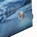 Large abstract wall art of Yukon scenery in muted earth tones on acrylic glass, suitable for dining room ambiance.