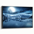 Black and white framed canvas featuring a vintage poster art style landscape of the Yukon, ideal for bedroom wall decor.
