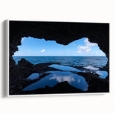 Framed canvas of a vintage Barbados landscape with vibrant colors and black accents, ideal for living room decor.