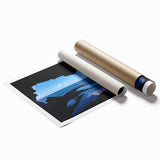 Extra large rolled print of a serene Barbados beach scene with soft blue and sandy tones, ideal for classy bathroom wall art.