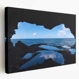 Large canvas print featuring a serene Caribbean beach scene with soft blue and sandy hues, ideal for kitchen wall art.