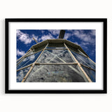 Extra large abstract art print featuring textured, colorful Caribbean scenery on a framed black mat.