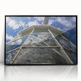 Large abstract wall art of Caribbean scenery in muted blue and green tones, framed acrylic.