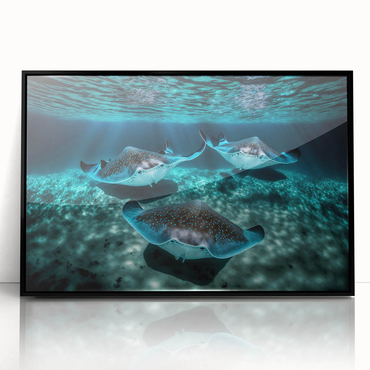 Large abstract wall art depicting a vibrant Caribbean scenery on framed acrylic, ideal for modern living room decor.