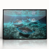 Large abstract wall art depicting a vibrant Caribbean scenery on framed acrylic, ideal for modern living room decor.