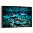 Black and white landscape art painting of Caribbean scenery on framed canvas, ideal for bedroom wall decor.