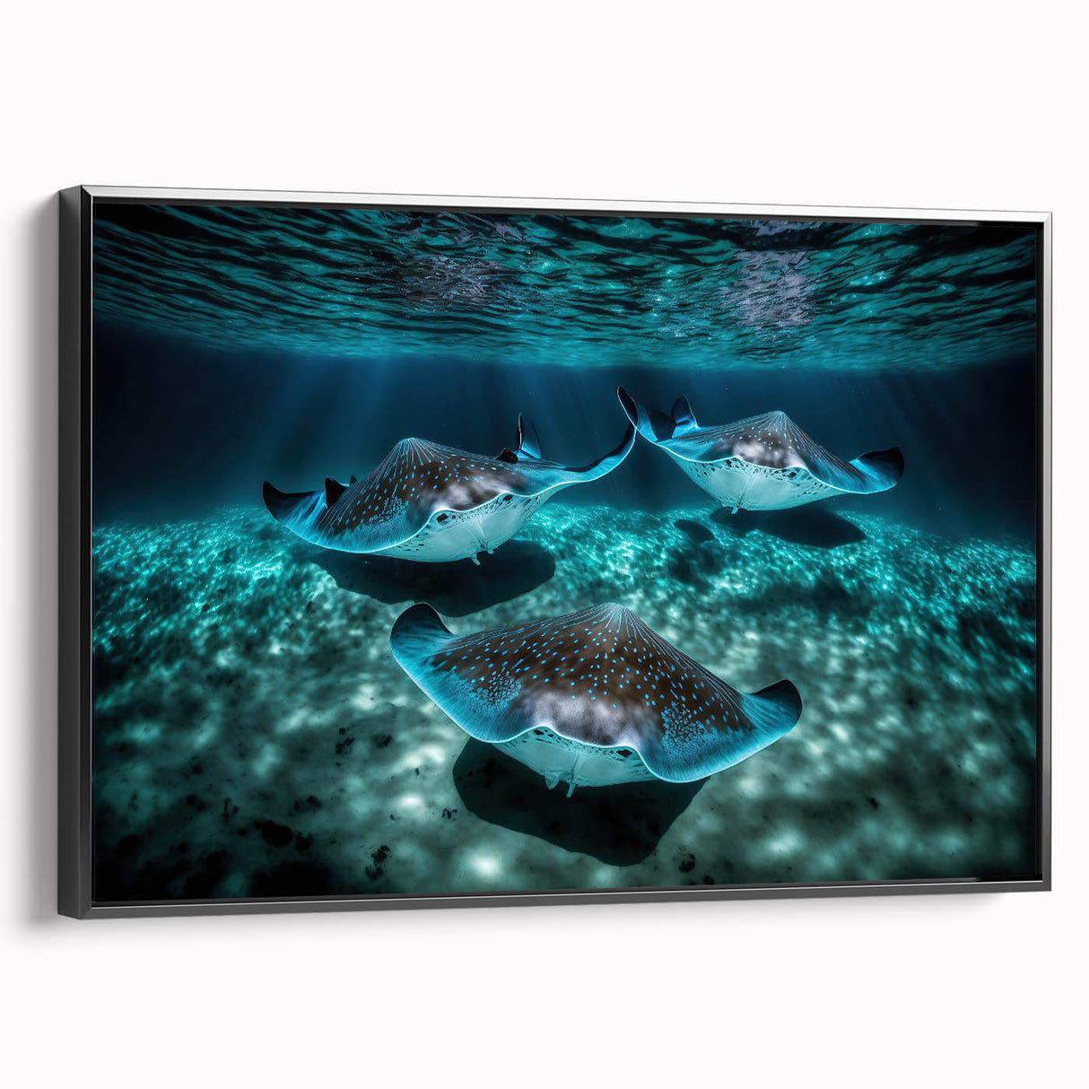 Black and white landscape art painting of Caribbean scenery on framed canvas, ideal for bedroom wall decor.