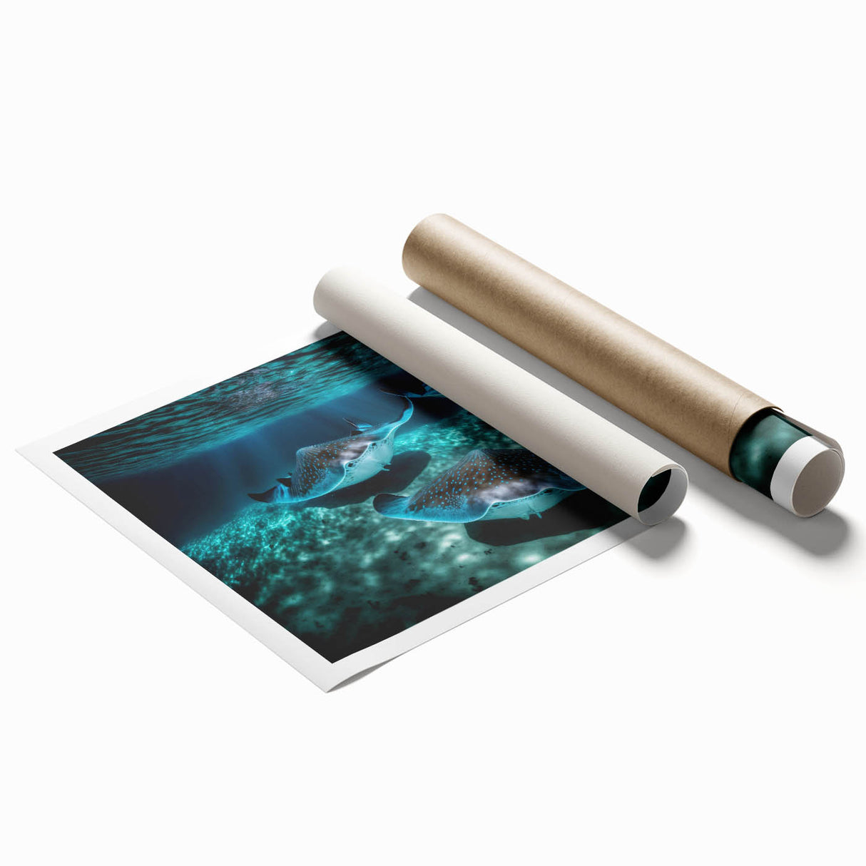Extra large rolled print featuring a serene Caribbean scenery with lush florals, ideal for classy bathroom wall art.