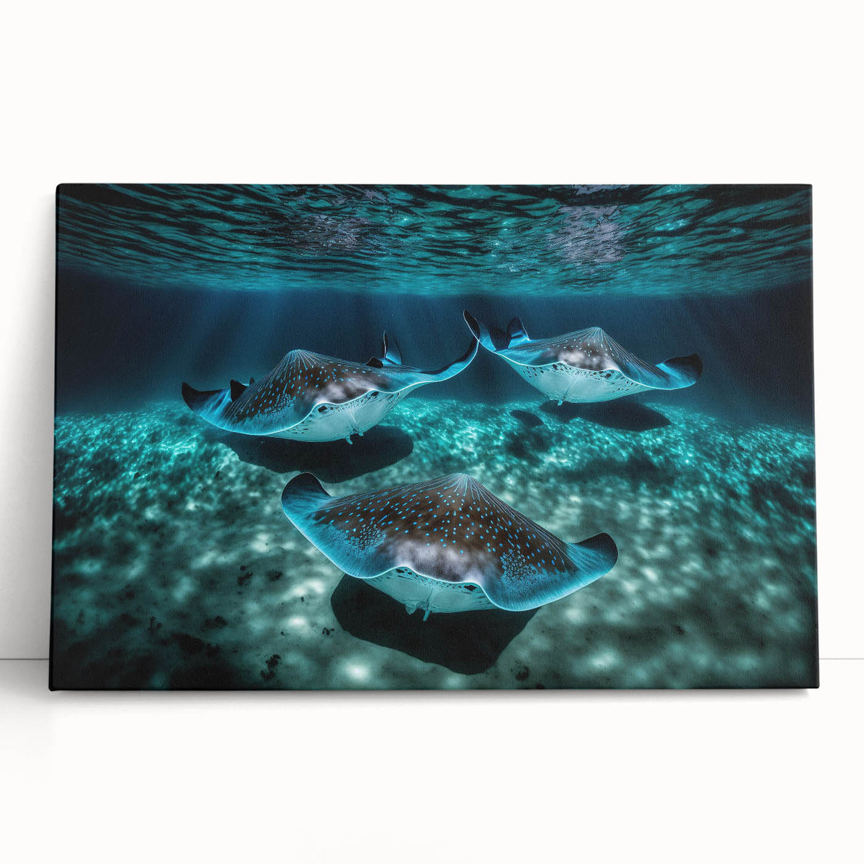 Black and white stretched canvas of Caribbean Cayman scenery, ideal for kitchen wall art.