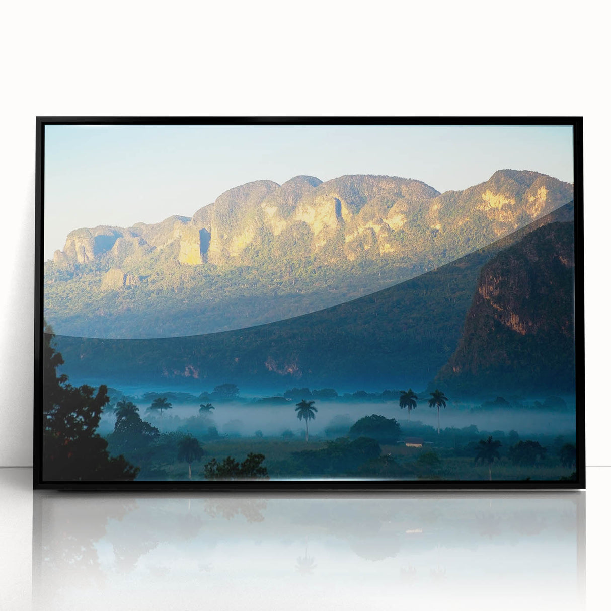 Large abstract wall art featuring vibrant Caribbean scenery on a framed acrylic, ideal for modern living room decor.