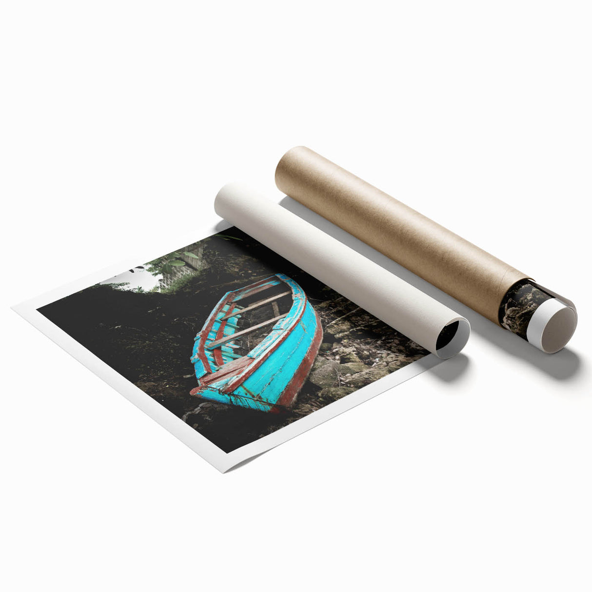 Extra large rolled print featuring vibrant tropical flowers and lush greenery, ideal for classy bathroom wall art.