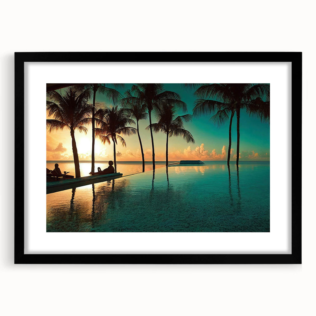Abstract art print depicting vibrant Caribbean scenery on a large textured canvas, ideal for living room decor.