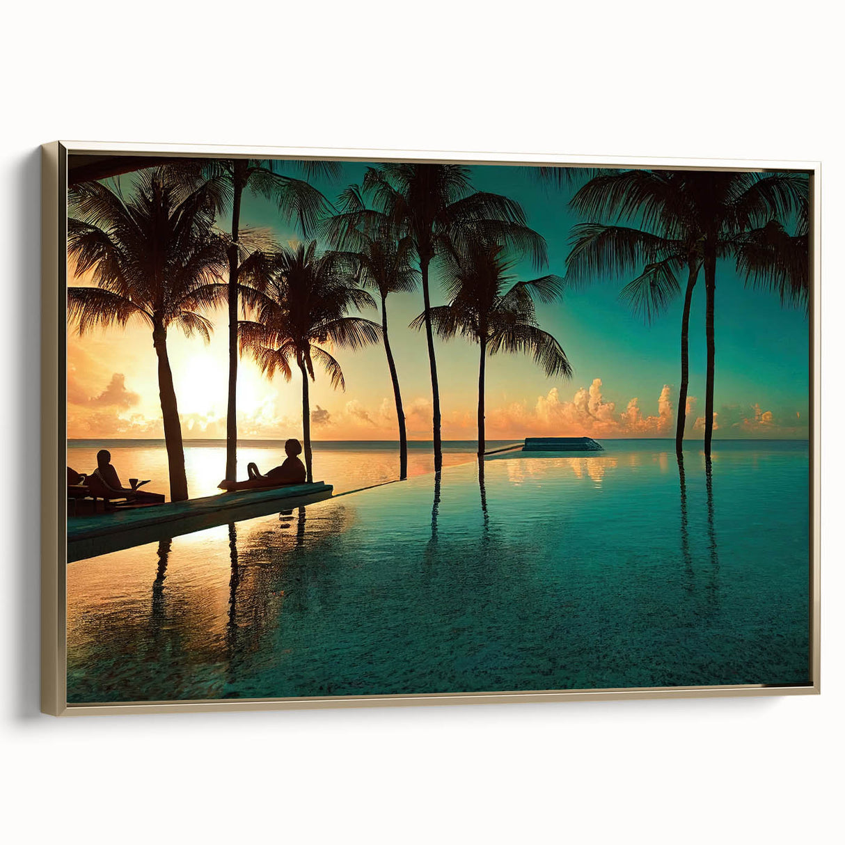 Framed canvas depicting a vintage-style Jamaican landscape in muted earth tones, ideal for bedroom wall art.