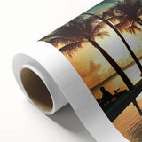 Art deco poster of a Caribbean scenery in pastel shades on a rolled canvas, suitable for nursery wall art or dining room.