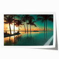 Extra large rolled print of a Caribbean scenery with vibrant floral elements.