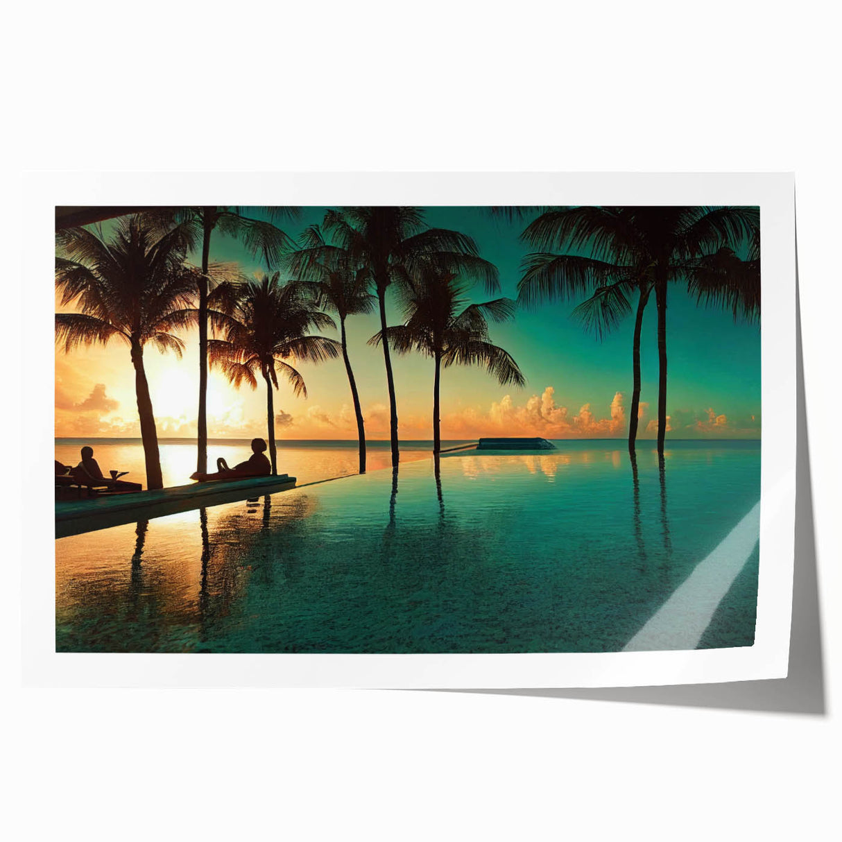 Extra large rolled print of a Caribbean scenery with vibrant floral elements.