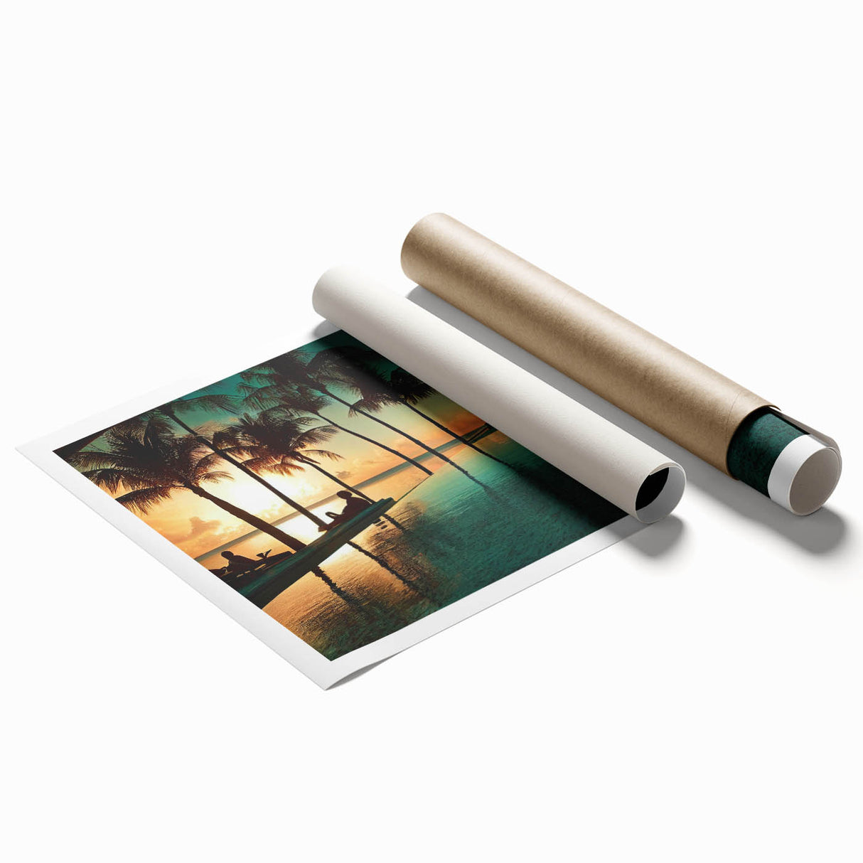 Extra large rolled print of a vibrant Caribbean scenery with lush florals.