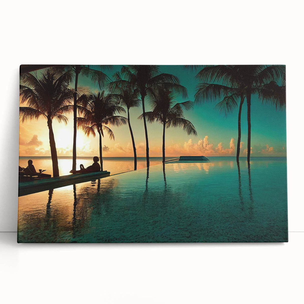 Black and white photo of a Caribbean beach on stretched canvas, ideal for kitchen wall art.