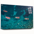 Acrylic glass print of a Caribbean Martinique scenery in vibrant blue and green tones.