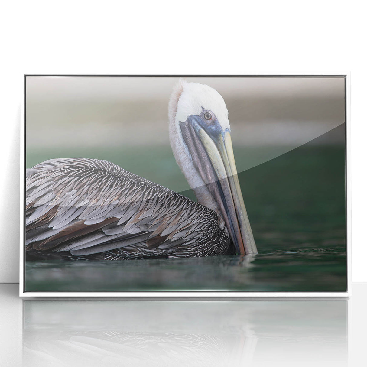 Framed acrylic print of a Caribbean Virgin Islands scenery in mid-century modernist style.