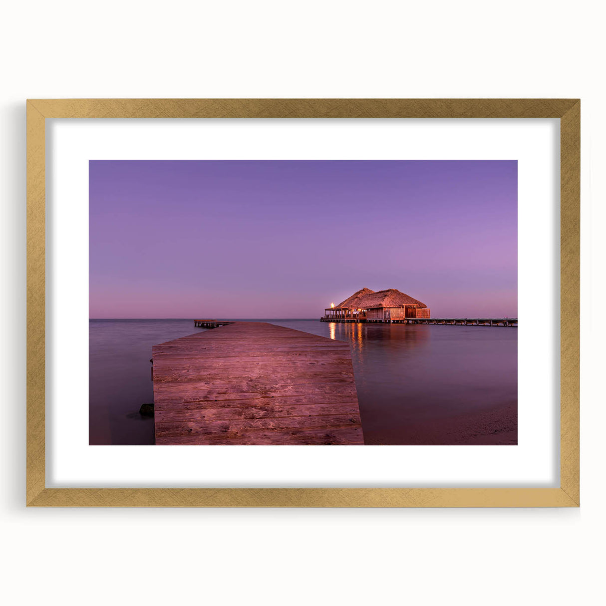 Extra large abstract art print featuring textured scenery of Central America in gold frame, ideal for living room decor.