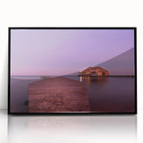 Large abstract wall art depicting a Central American landscape in muted earth tones, framed in black acrylic.