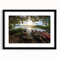 Abstract art print depicting a colorful, textured scenery of Central America on a large black-framed canvas.