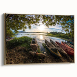 Framed canvas featuring a vintage-style landscape painting of El Salvador with black and gold tones.