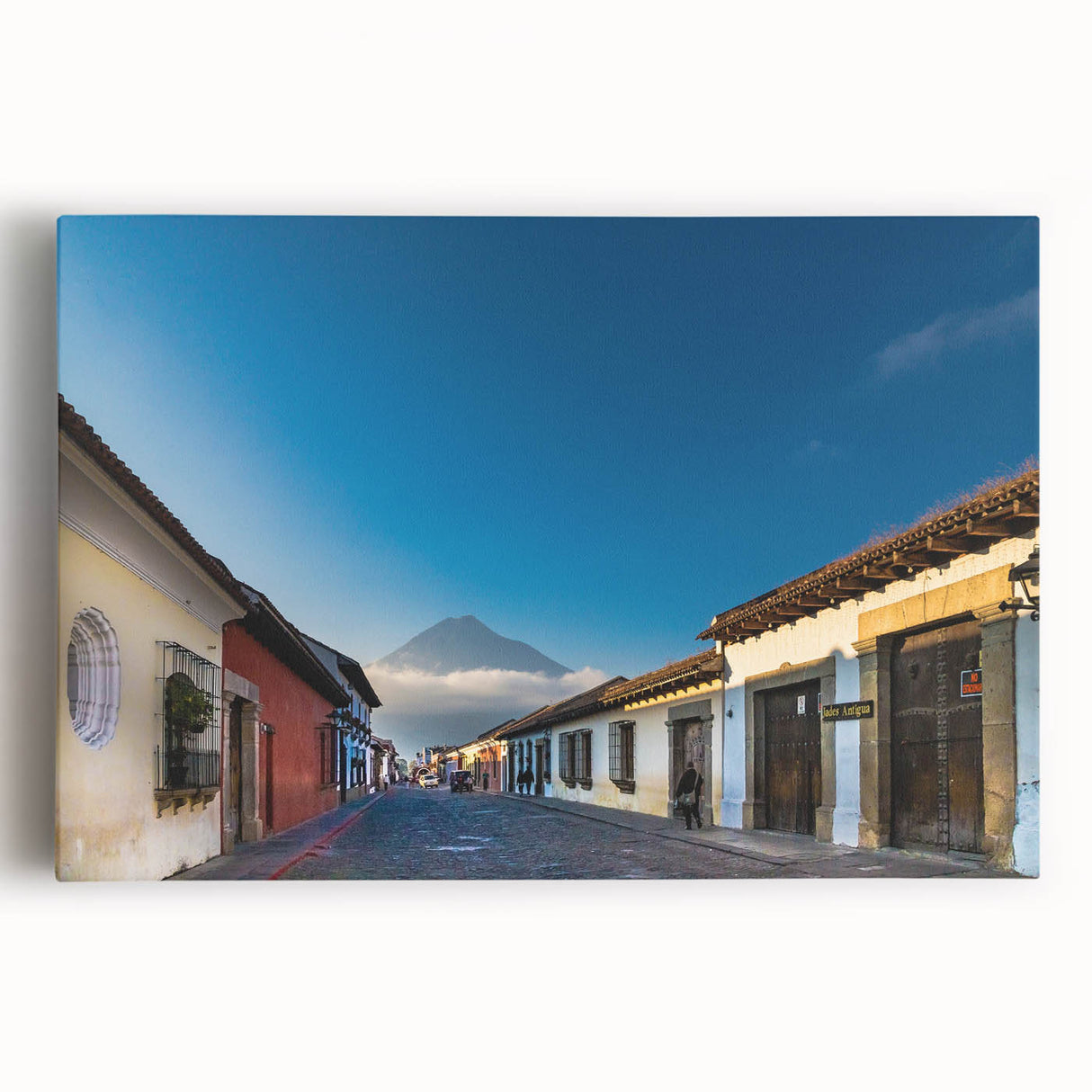 Black and white photograph of Central America scenery on stretched canvas, ideal for kitchen wall art.
