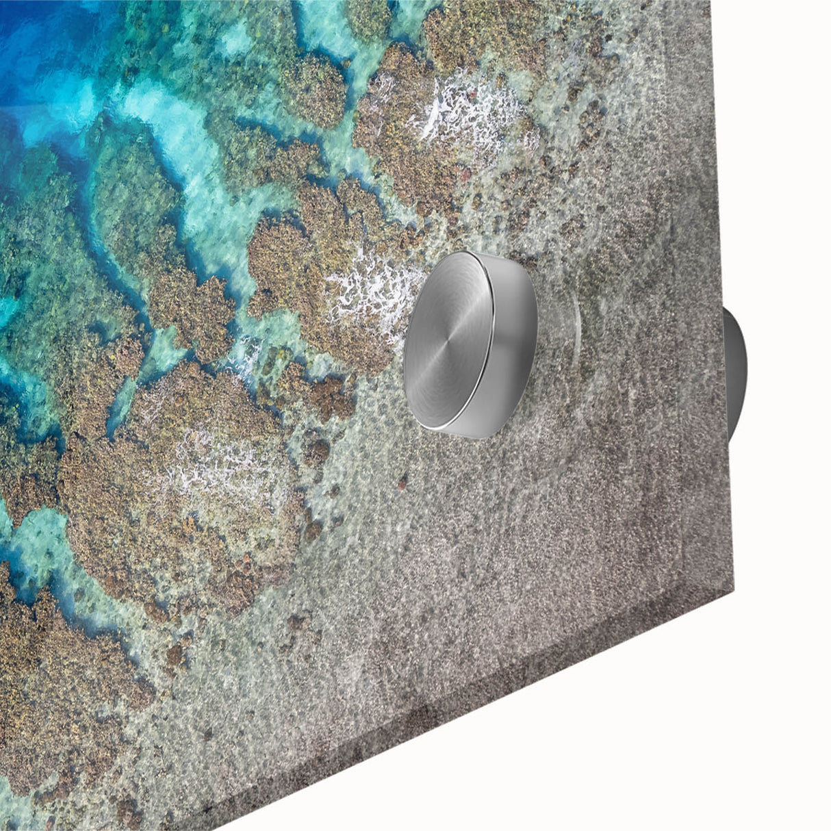 Large abstract wall art depicting a Central American scenery in vibrant hues on acrylic glass, suitable for dining room art.
