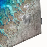 Large abstract wall art depicting a Central American scenery in vibrant hues on acrylic glass, suitable for dining room art.